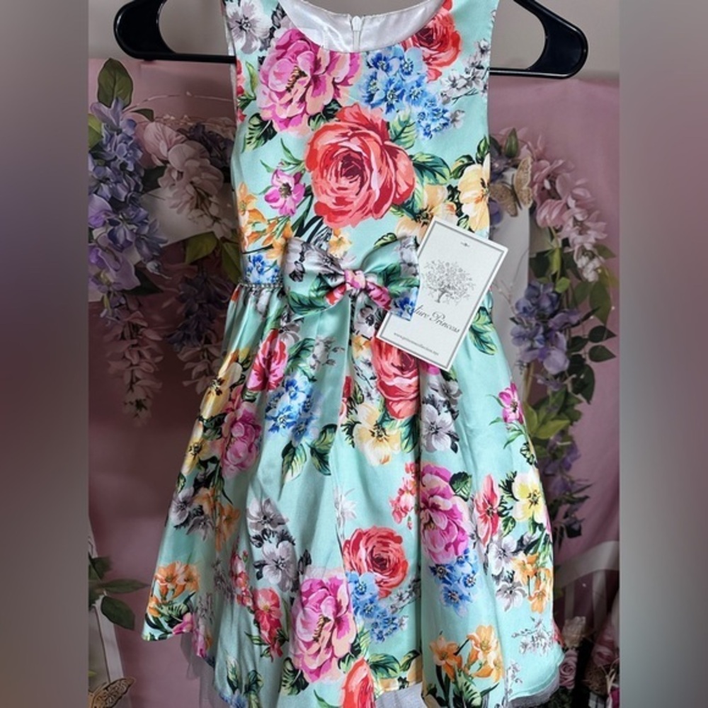 Couture Princess Mint Green Floral Girls Dress, NWT, Size 8